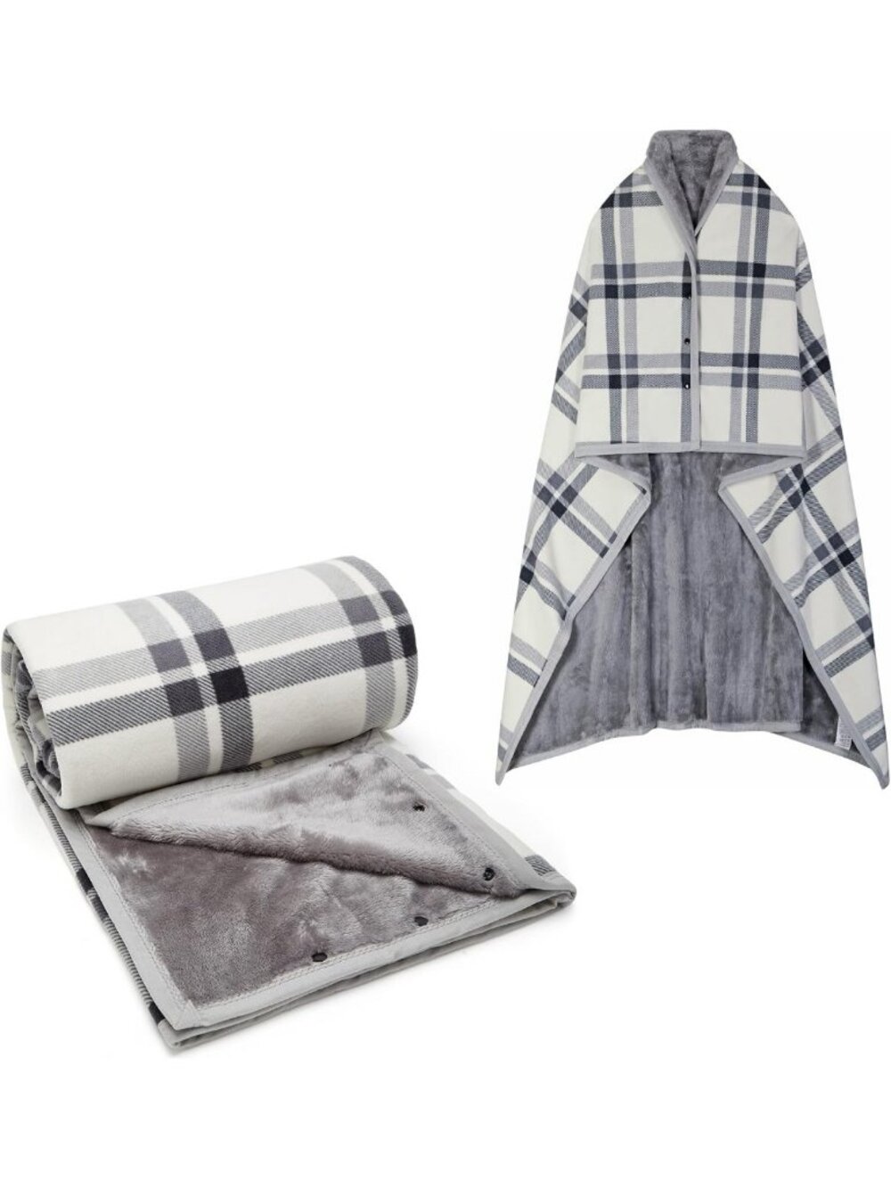 Oversized Fleece Wearable Blanket Poncho, Comfy Lightweight Throw with Buttons